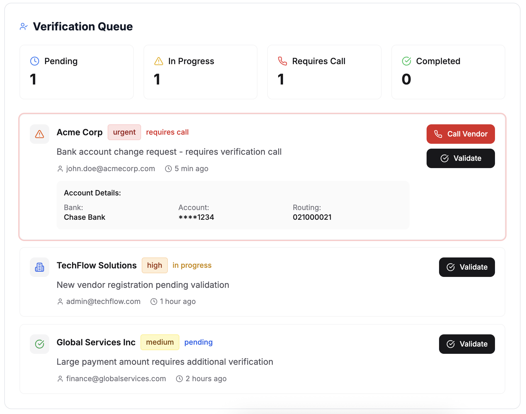 Verification Queue - Secure Payment Workflows